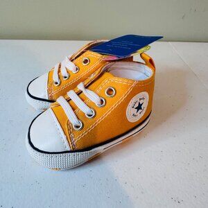 Baby High Top Sneakers Shoes Orange Canvas Sneakers Baby Size 1 Polka Dot Sole